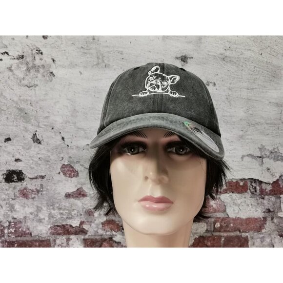 French Bulldog Dog Dad Hat Cotton Washed Black Adjustable Cap Gift - Picture 5 of 7